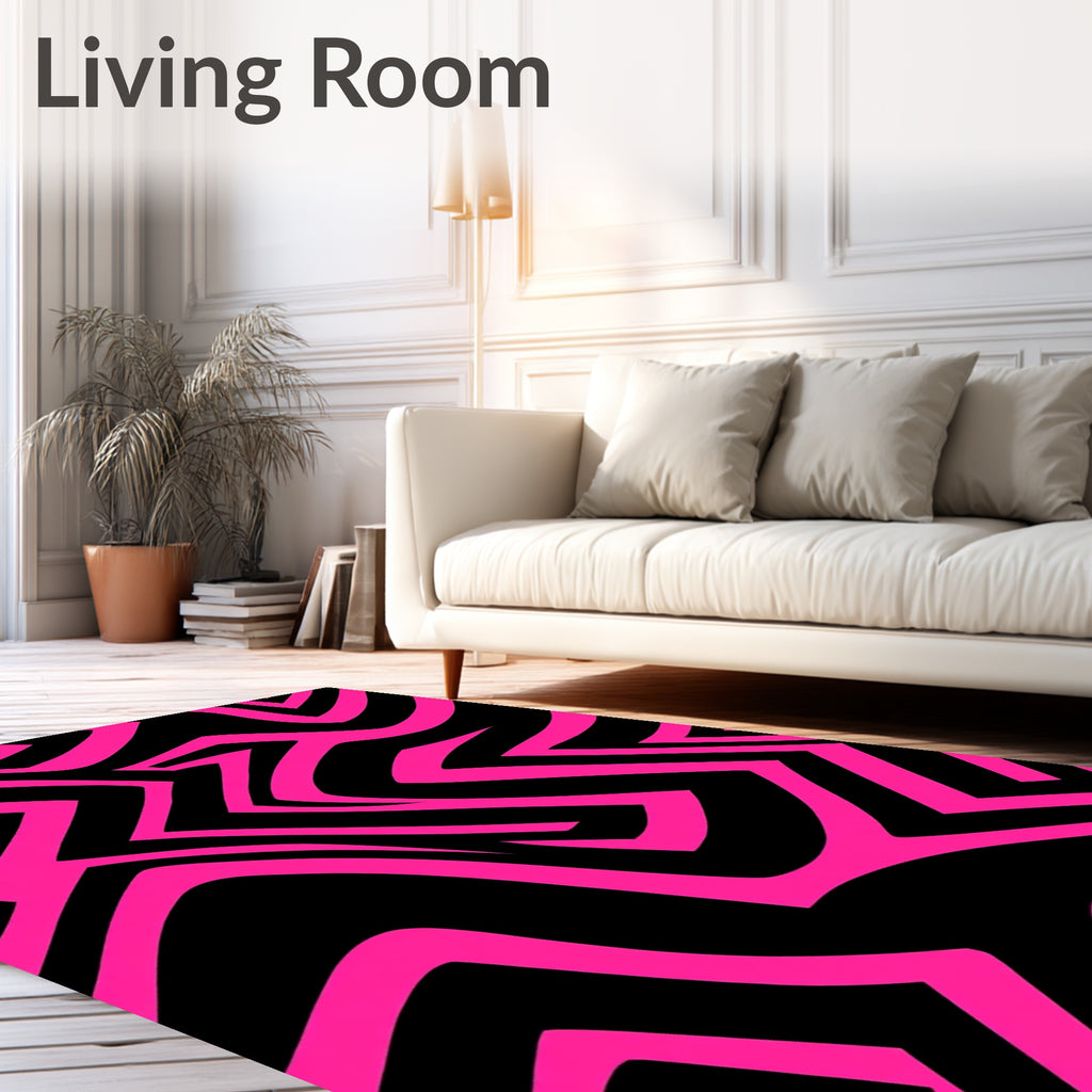Bold Neon Pink Geometric Abstract Rug