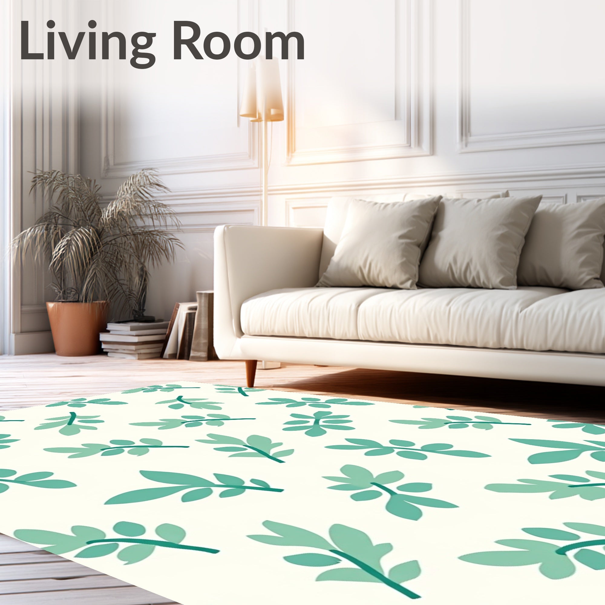 Teal Leafy Branch All Over Rug