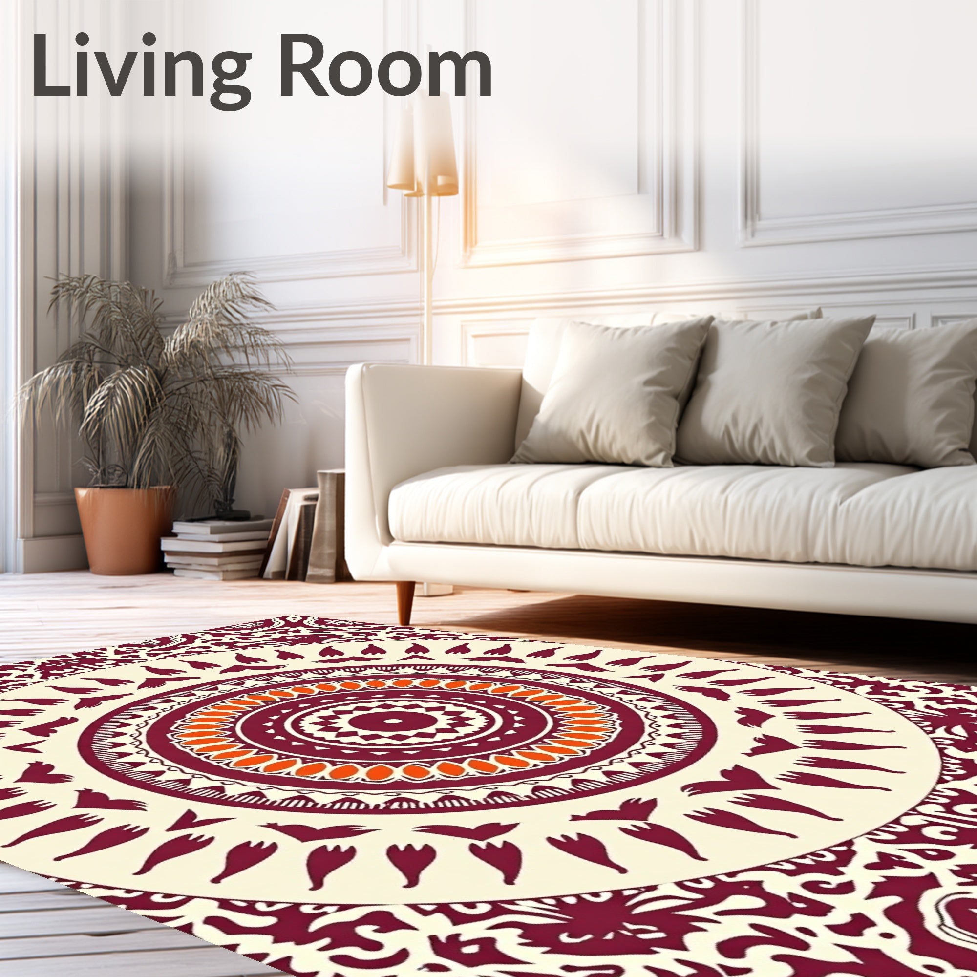 Crimson Orange Centerpiece Medallion Rug