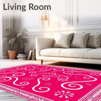 Hot Pink Swirl Snowflakes Border Rug