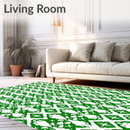 Emerald Green Lattice Art Deco Rug