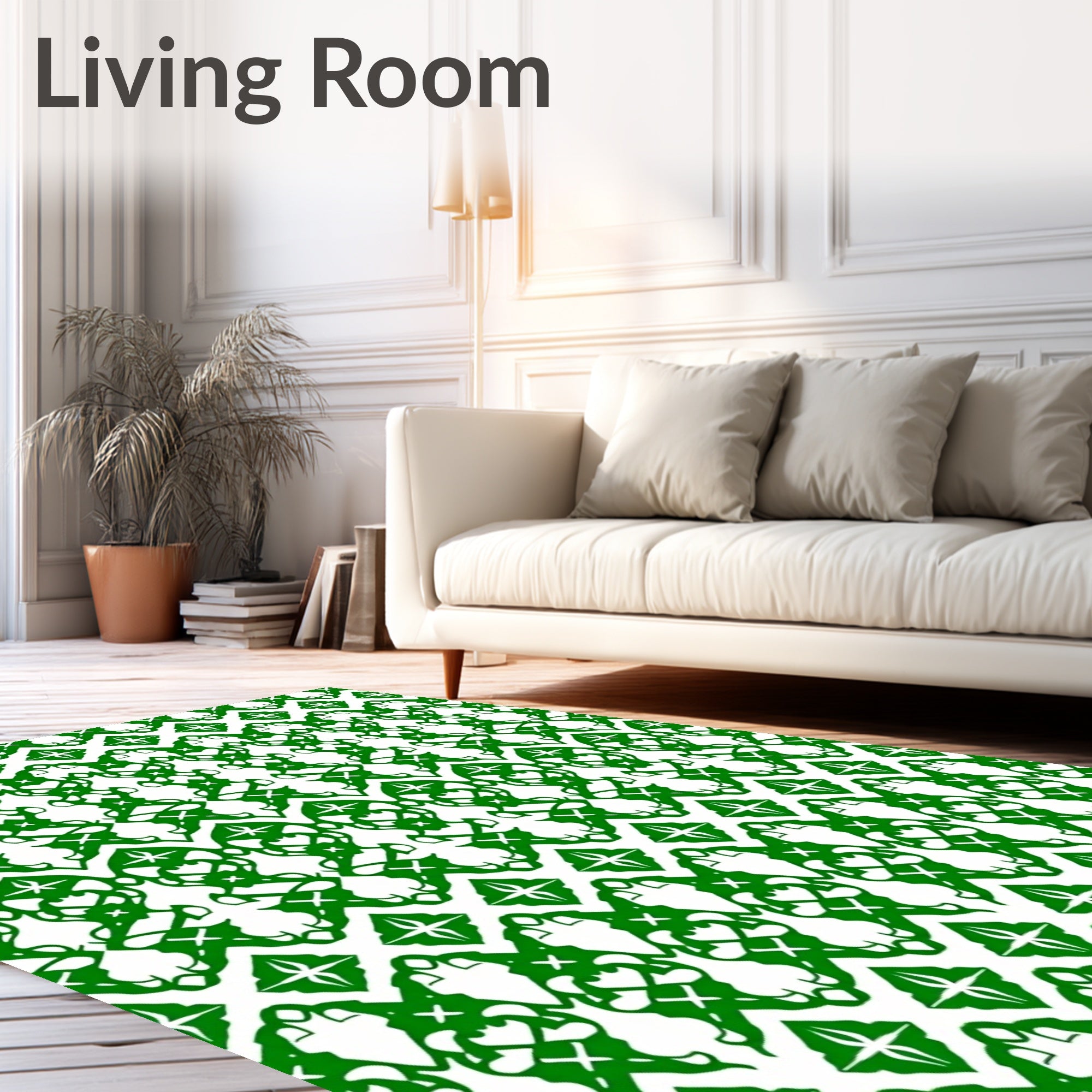 Emerald Green Lattice Art Deco Rug