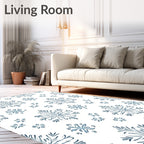 Winter Blue Snowflake Cluster Rug