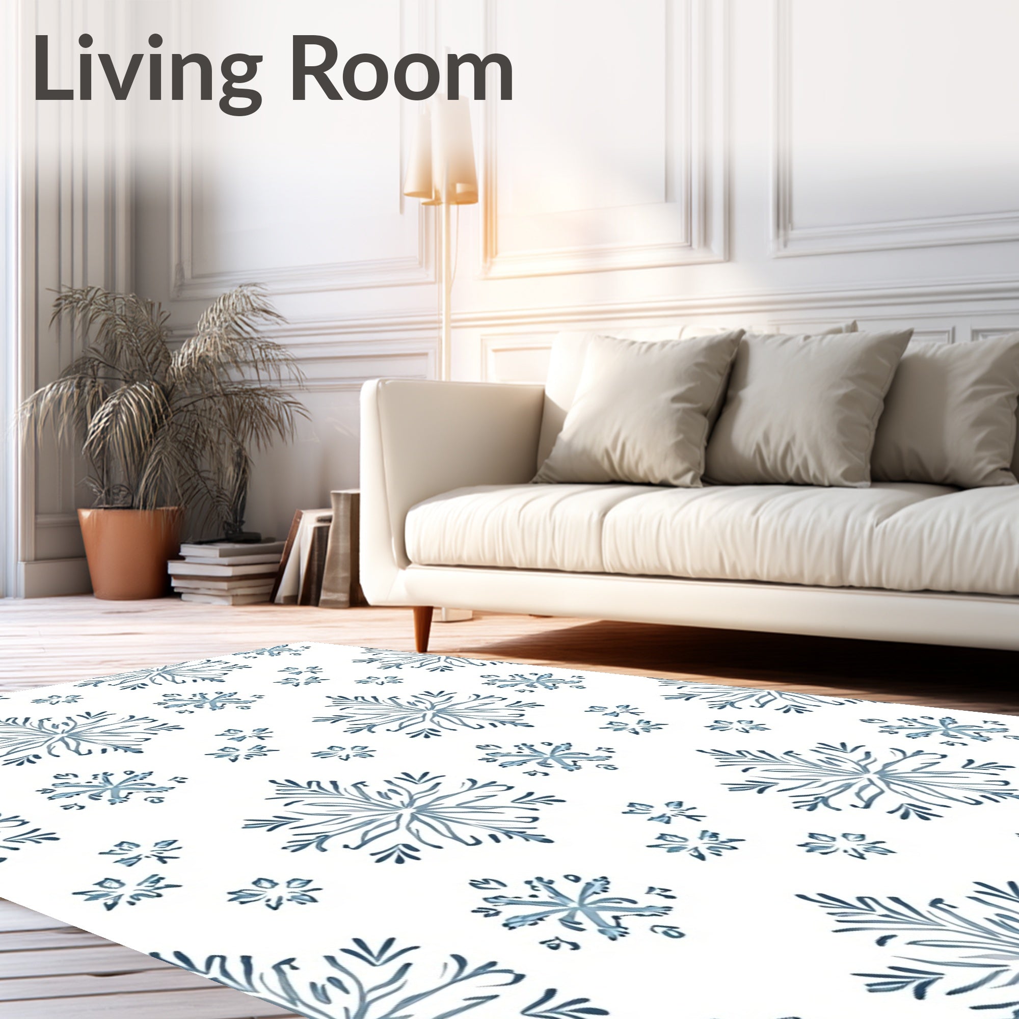 Winter Blue Snowflake Cluster Rug