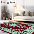 Crimson Mint Floral Medallion Border Rug
