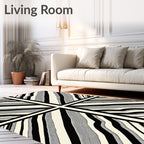 Abstract Black White Wavy Stripes Rug