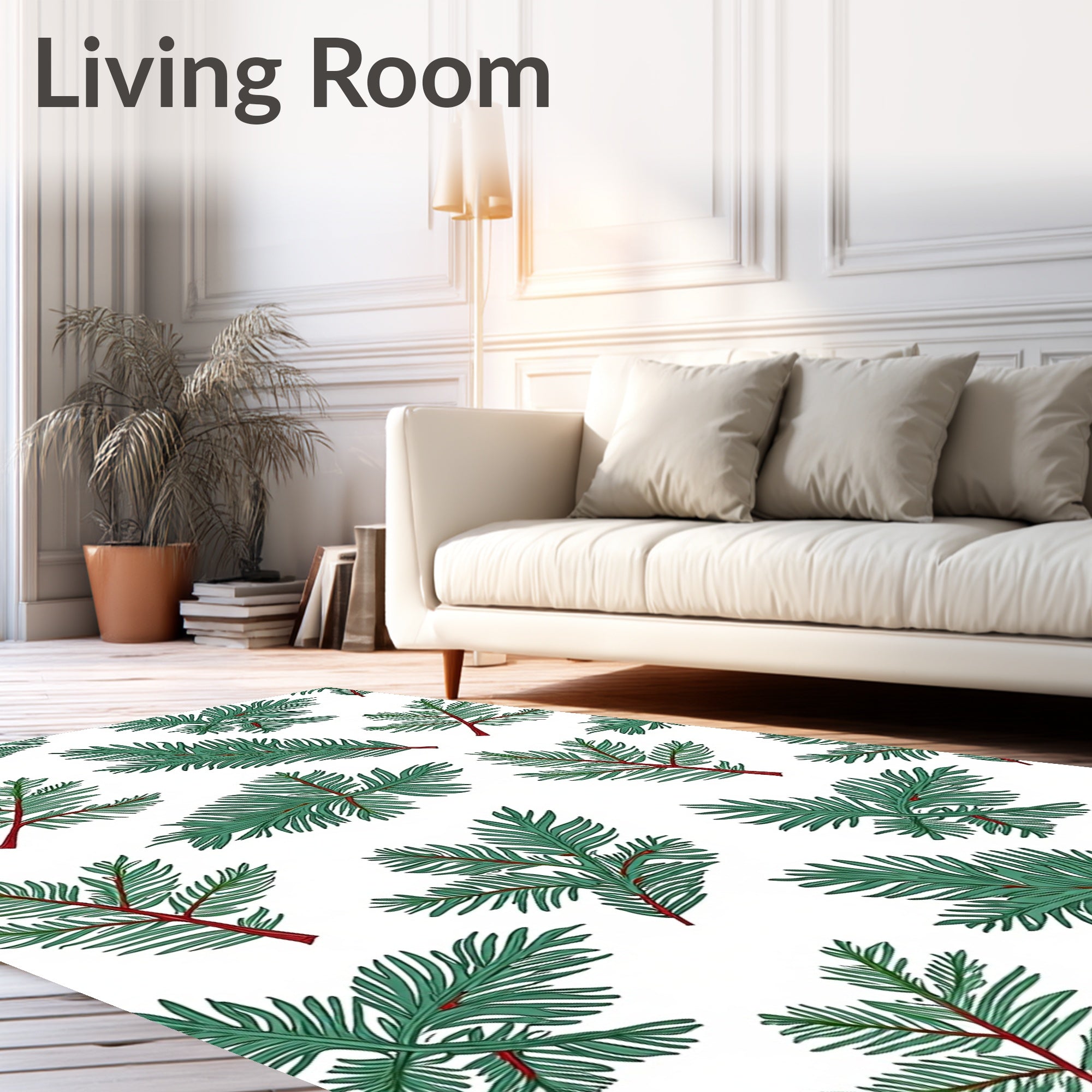 Forest Green Pine Needle Sprigs Rug