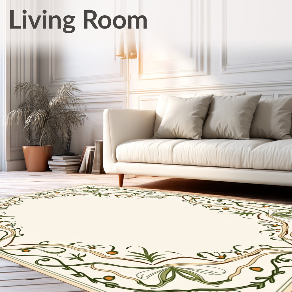 Art Nouveau Green Vine Border Rug