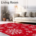 Red White Snowflake Holiday Scattered Rug