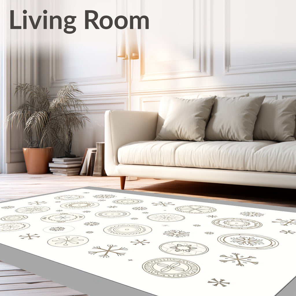 Neutral Snowflake Medallion Collection Rug
