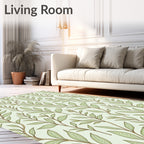 Light Green Branch Leafy Repeat Rug