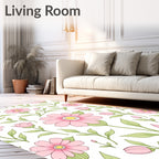 Pink Daisy Blossom Vines Rug