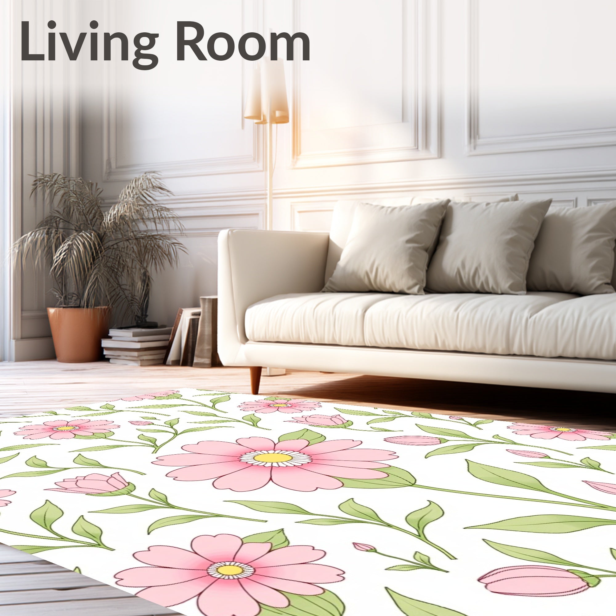 Pink Daisy Blossom Vines Rug