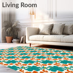 Teal Coral Organic Floral Arrangement Rug