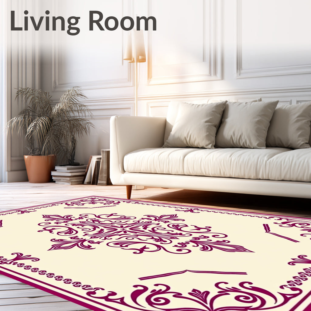 Crimson Swirl Floral Medallion Rug