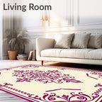 Crimson Swirl Floral Medallion Rug
