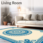 Deep Blue Mandala Border Rug