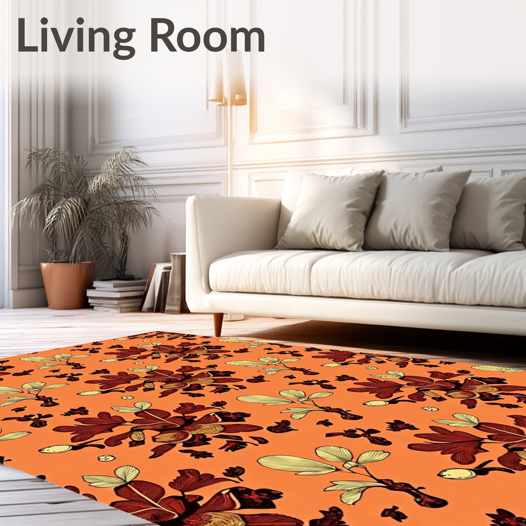 Rust Colored Floral Seedpod Cluster Rug