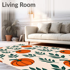 Orange Pumpkin Leafy Autumn Sprig Rug