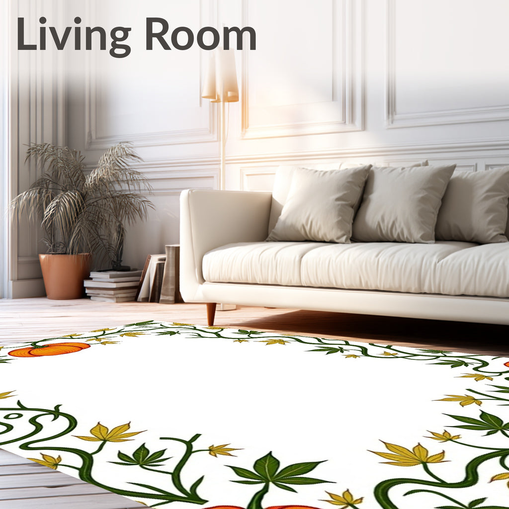 Autumn Harvest Pumpkin Vine Border Rug