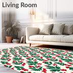 Green Red Berry Holly Sprigs Rug