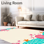 Coral Seashell Starfish Waves Rug