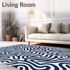 Navy Wavy Curl Fluid Rug