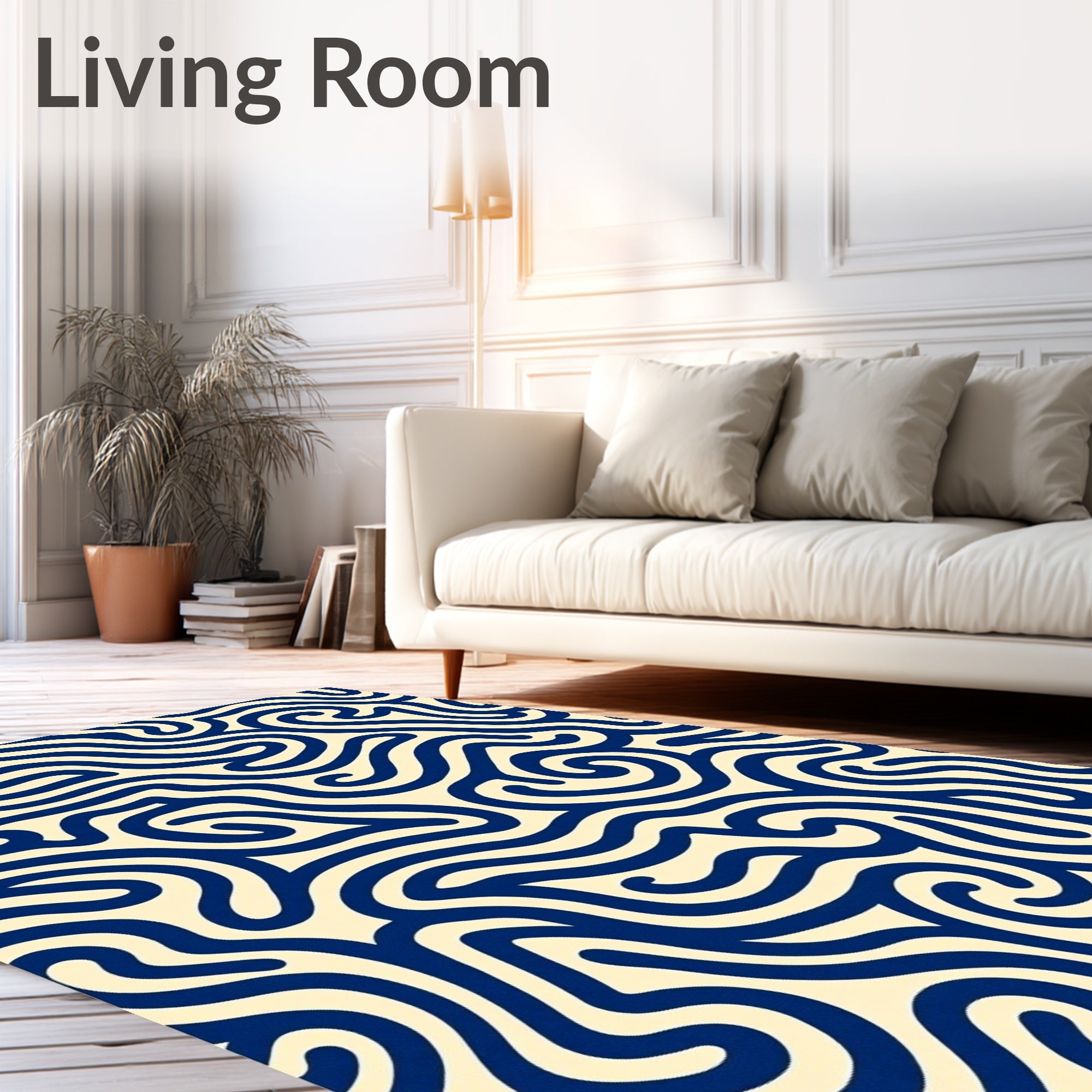 Navy Wavy Curl Fluid Rug