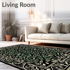 Cream Green Floral Vine Area Rug