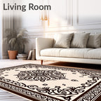 Dark Brown Centralized Floral Scrollwork Rug
