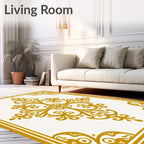 Golden Floral Medallion Corners Rug