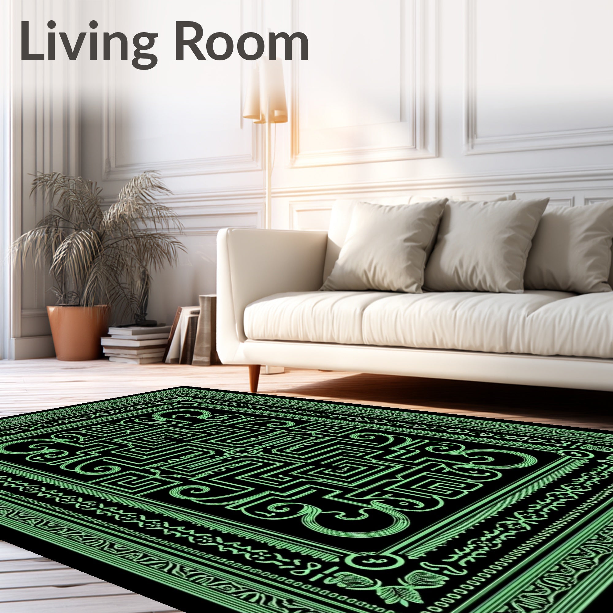 Neon Green Geometric Maze Rug