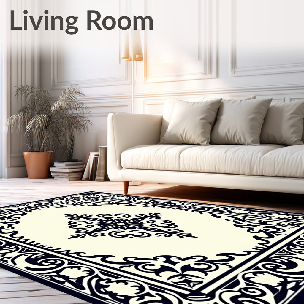 Black Ivory Classic Medallion Scroll Rug
