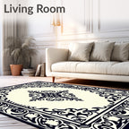 Black Ivory Classic Medallion Scroll Rug