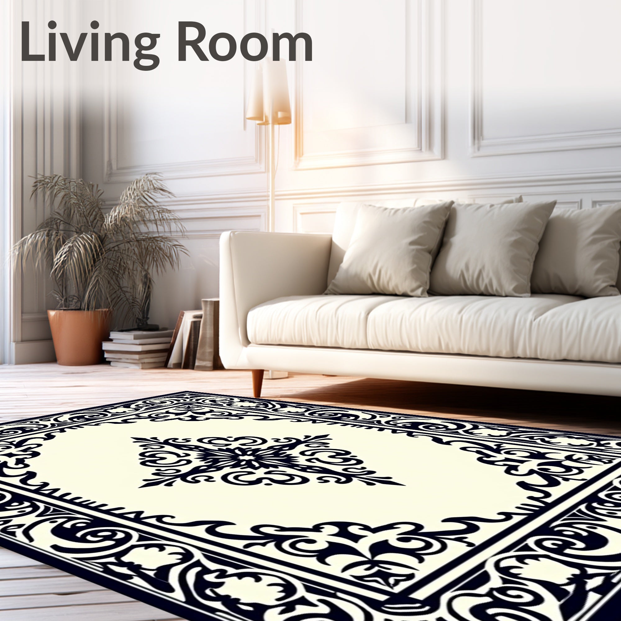 Black Ivory Classic Medallion Scroll Rug