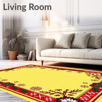 Bold Red and Green Floral Medallion Border Rug