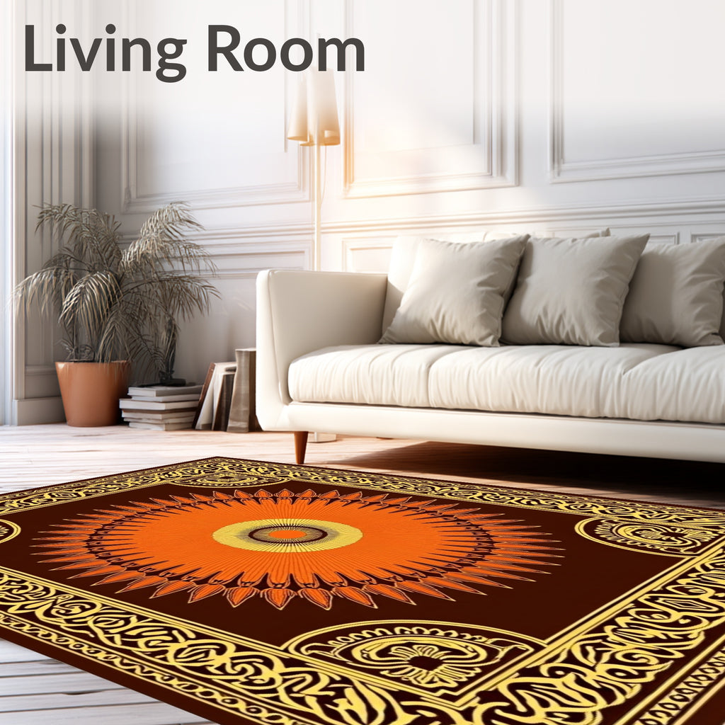 Crimson Sunburst Border Rug