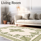 Light Green Floral Medallion Border Rug