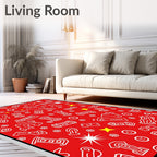 Red White Abstract Graffiti Shapes Rug