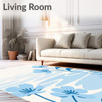 Light Blue Floral Water Ripple Rug