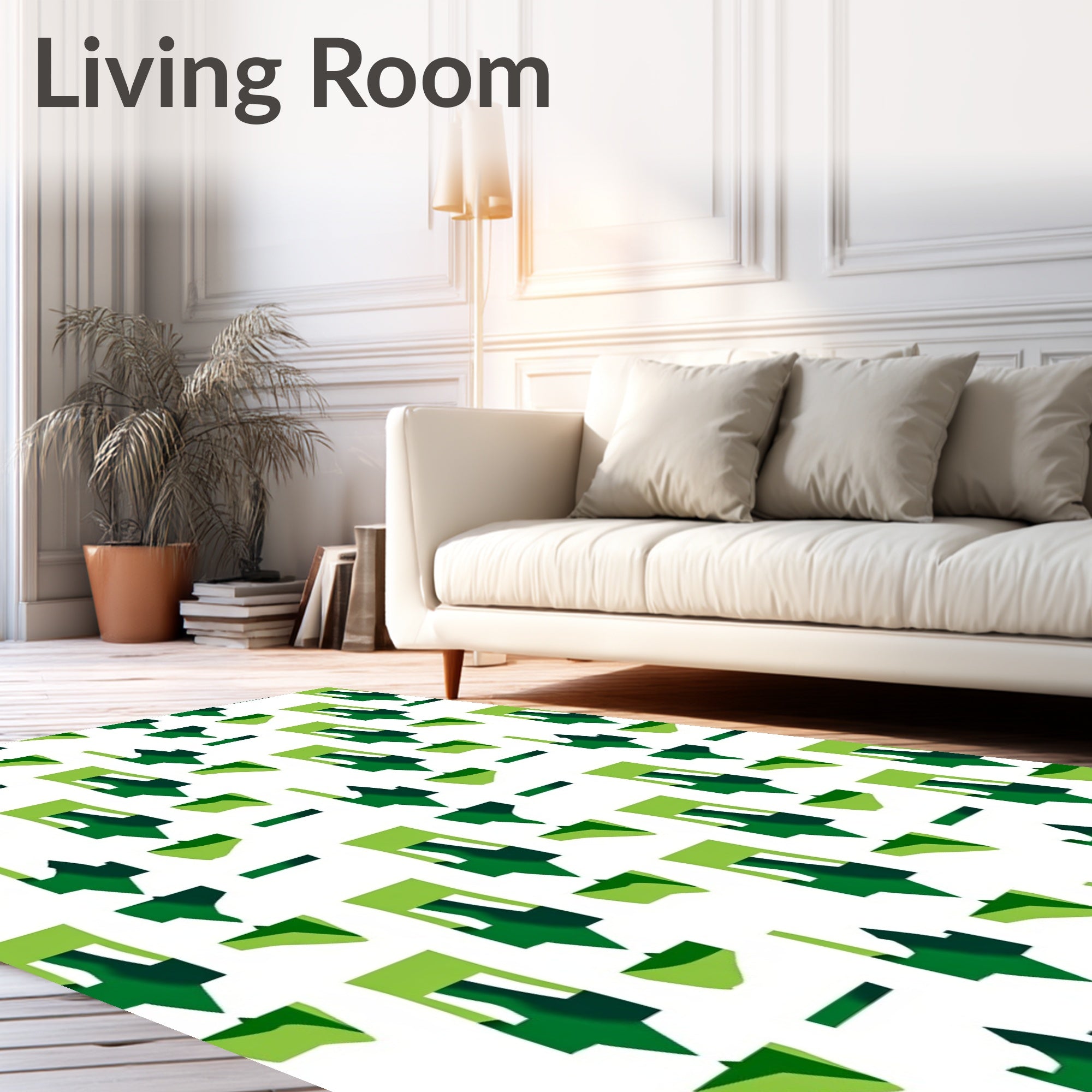 Mid Century Modern Green Geometric Shapes Rug