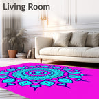 Vibrant Magenta Teal Mandala Rug