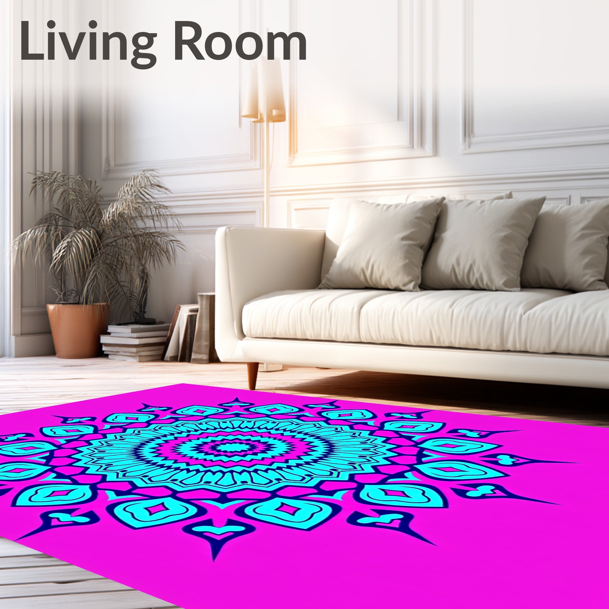 Vibrant Magenta Teal Mandala Rug