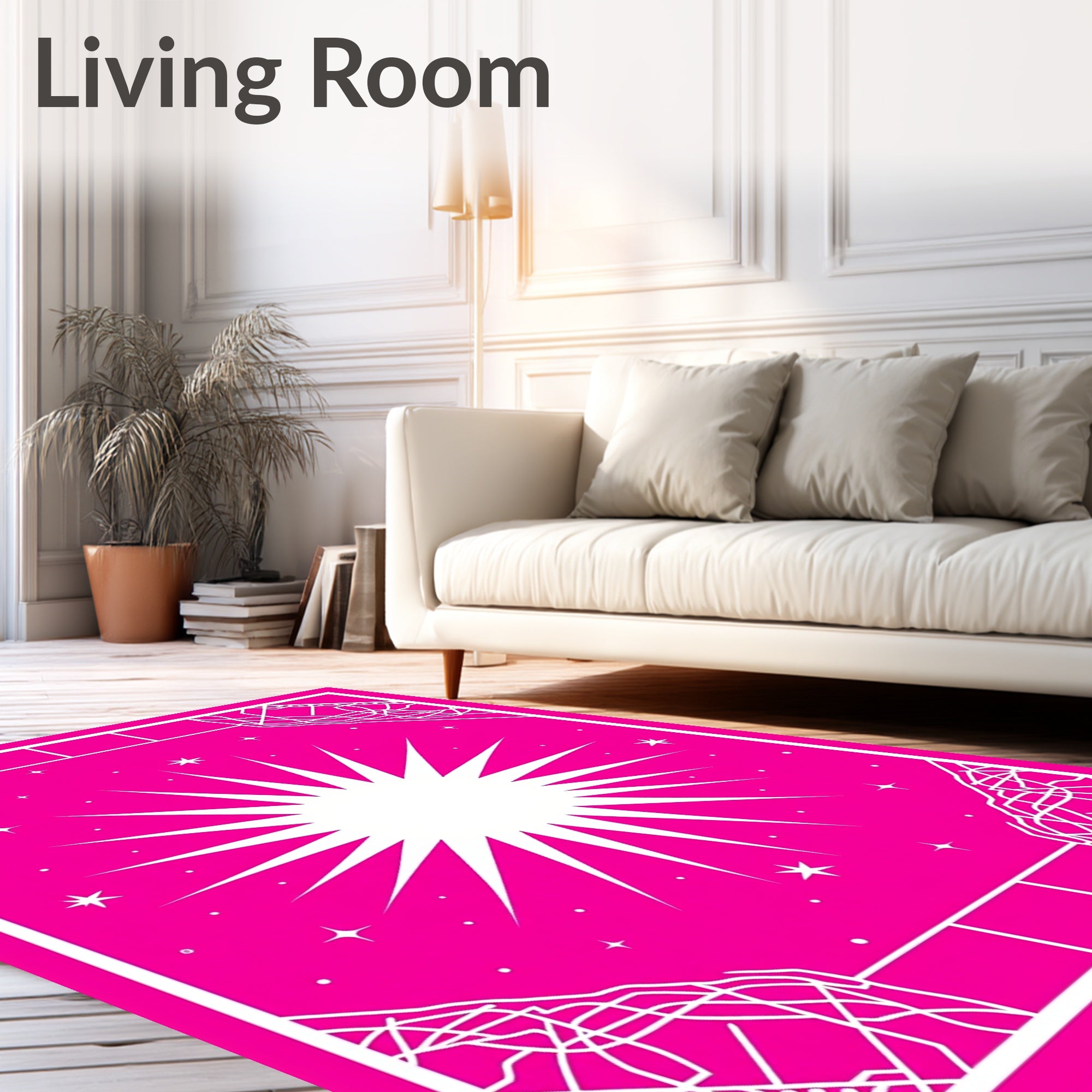 Vibrant Fuchsia Geometric Starburst Rug