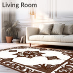 Deep Brown Ornamental Floral Medallion Rug