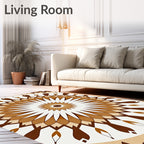 Brown Earth Tone Radial Sunburst Rug