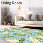 Whimsical Green Squash Leaf Swirls Rug