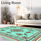 Ornate Floral Medallion Teal Rug
