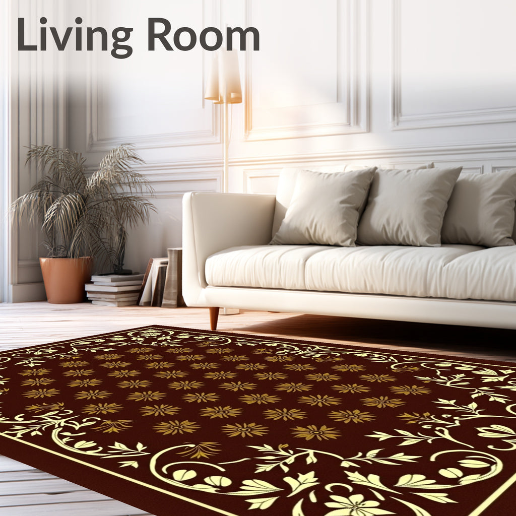 Rich Burgundy Floral Vine Rug