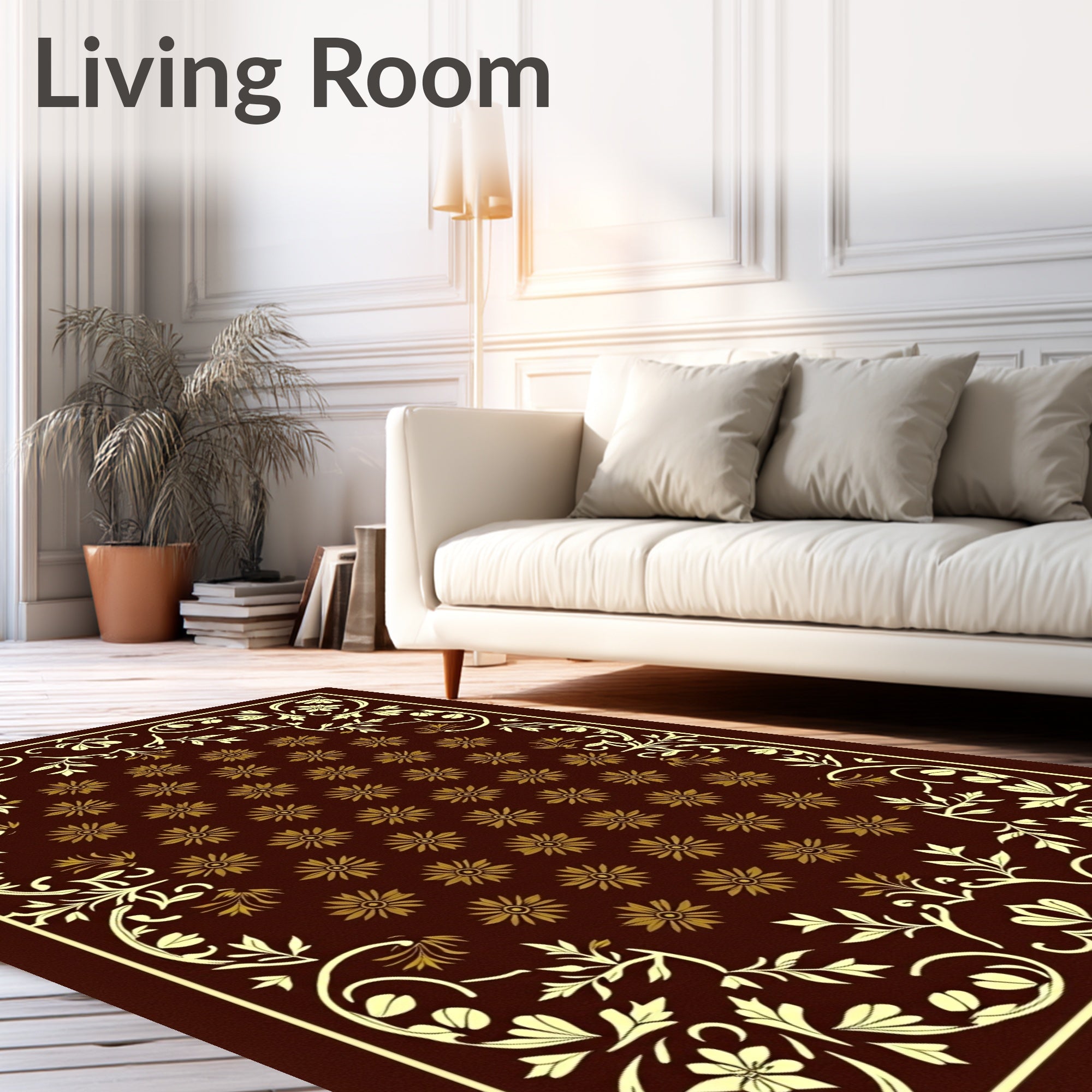 Rich Burgundy Floral Vine Rug